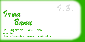 irma banu business card